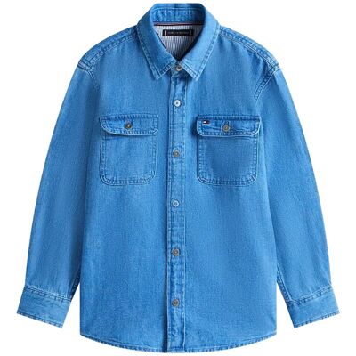 Tommy Hilfiger Mid Blue Denim Shirt Ls 176 Blue 176 Tommy Hilfiger Mid Blue Denim Shirt Ls 176 Blue 176