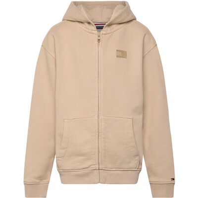 Tommy Hilfiger Tonal Flag Emb Zip Hoodie 140 Cream 140 Tommy Hilfiger Tonal Flag Emb Zip Hoodie 140 Cream 140