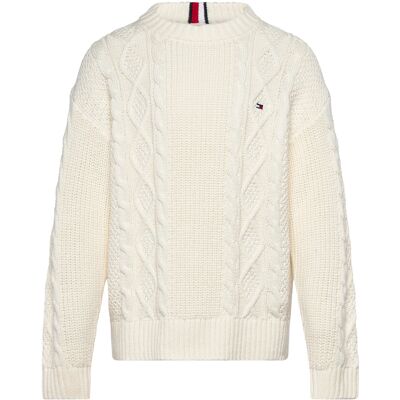 Tommy Hilfiger Cotton Cable Mix Graphic Sweater 128 White 128 Tommy Hilfiger Cotton Cable Mix Graphic Sweater 128 White 128