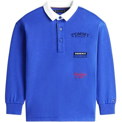 Tommy Hilfiger Multi Print Polo Ls 140 Blue 140 Tommy Hilfiger Multi Print Polo Ls 140 Blue 140