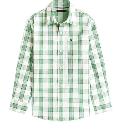 Tommy Hilfiger Stretch Poplin Check Shirt Ls 122 Green 122 Tommy Hilfiger Stretch Poplin Check Shirt Ls 122 Green 122