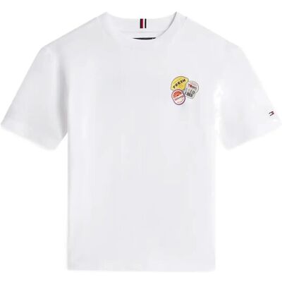 Tommy Hilfiger Sticker Print Graphic T-Shirt 128 White 128 Tommy Hilfiger Sticker Print Graphic T-Shirt 128 White 128