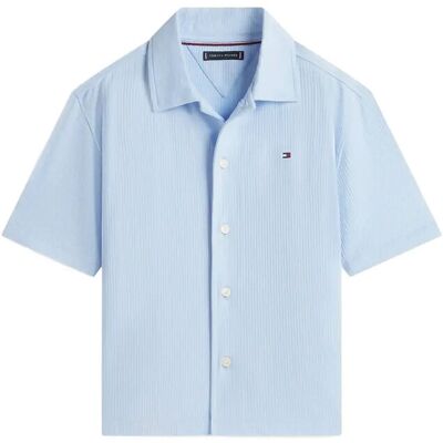 Tommy Hilfiger Jersey Seersucker Shirt Ss 140 Blue 140 Tommy Hilfiger Jersey Seersucker Shirt Ss 140 Blue 140