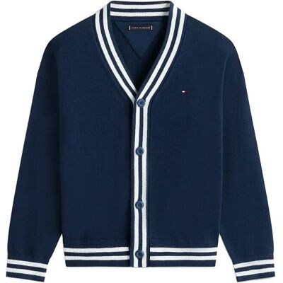Tommy Hilfiger Varsity Rib V-Neck Cardigan 116 Navy 116 Tommy Hilfiger Varsity Rib V-Neck Cardigan 116 Navy 116