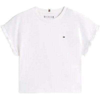 Tommy Hilfiger Essential Ruffle Sleeve Tee 140 White 140 Tommy Hilfiger Essential Ruffle Sleeve Tee 140 White 140