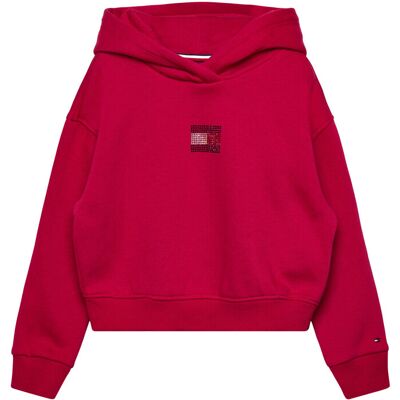 Tommy Hilfiger Rhine Stone Flag Hoodie 152 Red 152 Tommy Hilfiger Rhine Stone Flag Hoodie 152 Red 152