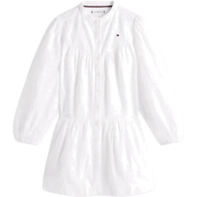 Tommy Hilfiger Broderie Anglaise Dress Ls 176 White 176 Tommy Hilfiger Broderie Anglaise Dress Ls 176 White 176