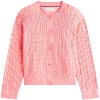 Tommy Hilfiger Pointelle Cable Cardigan 140 Pink 140 Tommy Hilfiger Pointelle Cable Cardigan 140 Pink 140