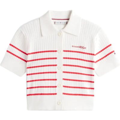 Tommy Hilfiger Sweater Rib Polo Ss 176 White 176 Tommy Hilfiger Sweater Rib Polo Ss 176 White 176