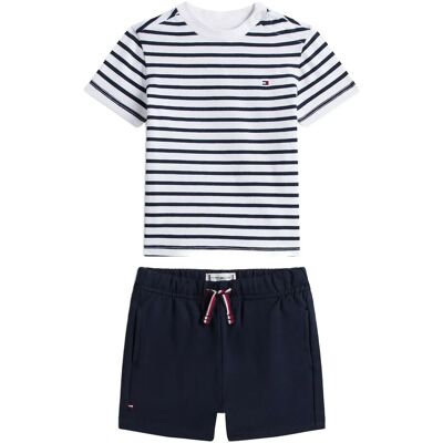 Tommy Hilfiger Essential Stripe Tee + Short Set 74 Navy 74 Tommy Hilfiger Essential Stripe Tee + Short Set 74 Navy 74