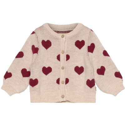 Wheat Jacquard Cardigan Hearts 74 Beige 74 Wheat Jacquard Cardigan Hearts 74 Beige 74