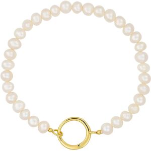 Design Letters Pearl Charm Lock Chain Bracelet, Gold Plated 5 MM Gold 5 MM Design Letters Pearl Charm Lock Chain Bracelet, Gold Plated 5 MM Gold 5 MM