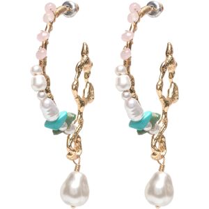 Pilgrim Force Large Hoop Earrings White/Gold-Plated ONE SIZE Gold ONE SIZE Pilgrim Force Large Hoop Earrings White/Gold-Plated ONE SIZE Gold ONE SIZE