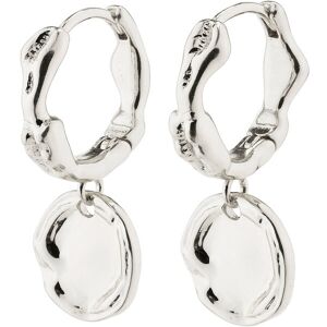 Pilgrim Leaf Coin Hoops Silver-Plated ONE SIZE Silver ONE SIZE Pilgrim Leaf Coin Hoops Silver-Plated ONE SIZE Silver ONE SIZE