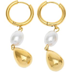 Timi of Sweden Laura - Pearl Hoop Earrings Stainless Steel ONE SIZE Gold ONE SIZE Timi of Sweden Laura - Pearl Hoop Earrings Stainless Steel ONE SIZE Gold ONE SIZE