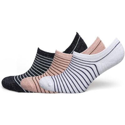 Becksöndergaard Stripe Glitter Sneakie Sock 3 Pack 39-41 White 39-41 Becksöndergaard Stripe Glitter Sneakie Sock 3 Pack 39-41 White 39-41