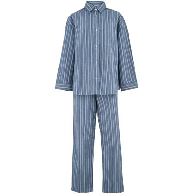 Becksöndergaard Striped Flannel Pyjamas Set L Blue L Becksöndergaard Striped Flannel Pyjamas Set L Blue L