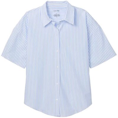 Calvin Relaxed Poplin Ss Shirt M Blue M Calvin Relaxed Poplin Ss Shirt M Blue M