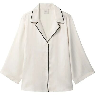 Calvin Satin Ss Shirt L Cream L Calvin Satin Ss Shirt L Cream L