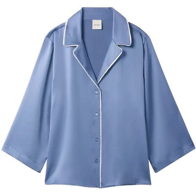 Calvin Satin Ss Shirt M Blue M Calvin Satin Ss Shirt M Blue M