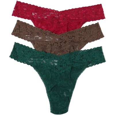 Hanky Panky Signature Lace, Low Rise Thong, 3 Pack Boxed ONE SIZE Red ONE SIZE Hanky Panky Signature Lace, Low Rise Thong, 3 Pack Boxed ONE SIZE Red ONE SIZE