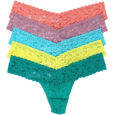 Hanky Panky Signature Lace, Low Rise Thong, 5 Pack Boxed ONE SIZE Green ONE SIZE Hanky Panky Signature Lace, Low Rise Thong, 5 Pack Boxed ONE SIZE Green ONE SIZE