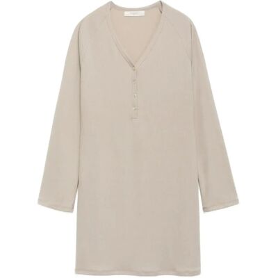 Mango Ribbed-Knit Nightdress With Buttons M Beige M Mango Ribbed-Knit Nightdress With Buttons M Beige M