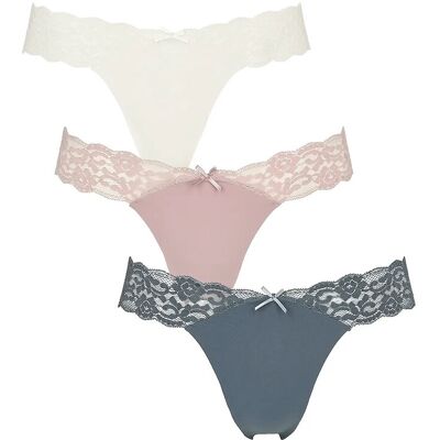 Missya Seamless String W Lace On Side 3-Pack XL White XL Missya Seamless String W Lace On Side 3-Pack XL White XL