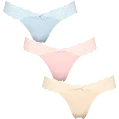 Missya Seamless String W Lace On Side 3-Pack M Pink M Missya Seamless String W Lace On Side 3-Pack M Pink M