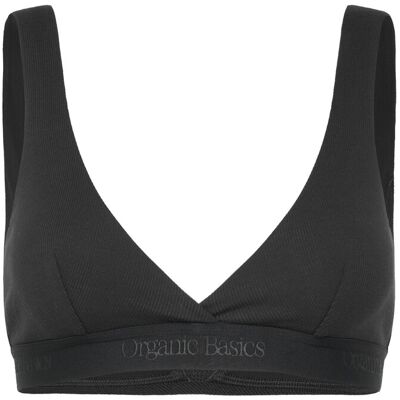 Organic Basics Core Rib Plunge Bralette XXS Black XXS Organic Basics Core Rib Plunge Bralette XXS Black XXS