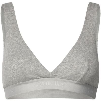 Organic Basics Core Rib Plunge Bralette XXS Grey XXS Organic Basics Core Rib Plunge Bralette XXS Grey XXS