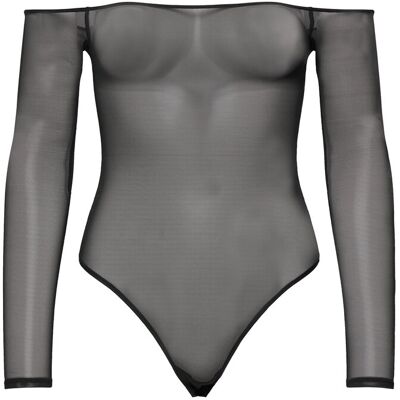 Organic Basics Mesh Off-Shoulder Bodysuit M Black M Organic Basics Mesh Off-Shoulder Bodysuit M Black M