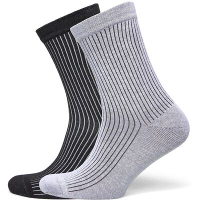 Organic Basics Core Rib Contrast Socks 2-Pack 43-46 Grey 43-46 Organic Basics Core Rib Contrast Socks 2-Pack 43-46 Grey 43-46