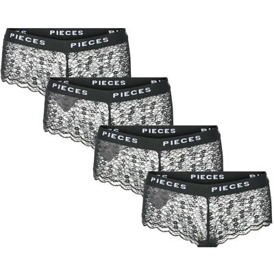 Pieces Pclogo Lace Hipster 4-Pack XS Black XS Pieces Pclogo Lace Hipster 4-Pack XS Black XS