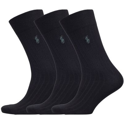 Polo Ralph Lauren Ribbed Crew Sock 3-Pack 43-46 Black 43-46 Polo Ralph Lauren Ribbed Crew Sock 3-Pack 43-46 Black 43-46