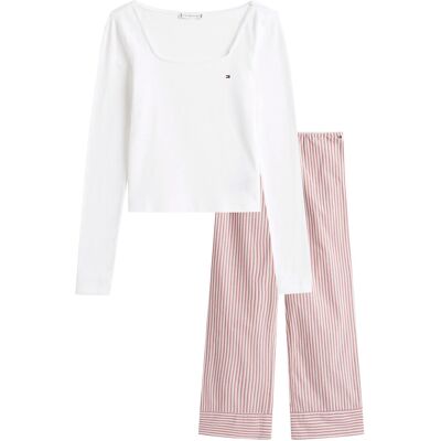 Tommy Hilfiger Ls Tee Pointelle Poplin Pj Set M White M Tommy Hilfiger Ls Tee Pointelle Poplin Pj Set M White M