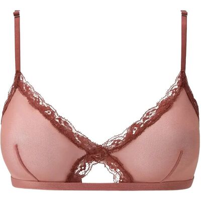 Understatement Underwear Mesh Lace Trim Triangle Bralette XL Pink XL Understatement Underwear Mesh Lace Trim Triangle Bralette XL Pink XL