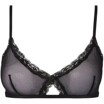 Understatement Underwear Mesh Lace Trim Triangle Bralette XS Black XS Understatement Underwear Mesh Lace Trim Triangle Bralette XS Black XS