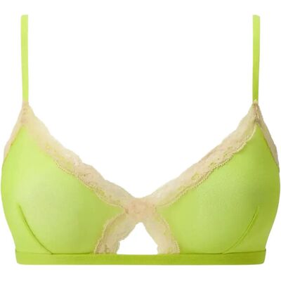 Understatement Underwear Mesh Lace Trim Triangle Bralette XS Green XS Understatement Underwear Mesh Lace Trim Triangle Bralette XS Green XS