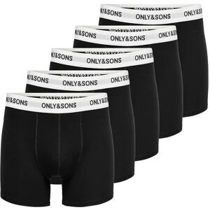 ONLY & SONS Onsfitz Solid Black Boxer 5-Pack XS Black XS ONLY & SONS Onsfitz Solid Black Boxer 5-Pack XS Black XS