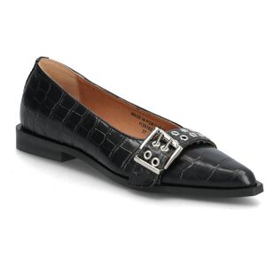 Bianco Biavictoria Buckle Ballet Flat Croco Embossed Leather 41 Black 41 Bianco Biavictoria Buckle Ballet Flat Croco Embossed Leather 41 Black 41