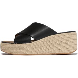 FitFlop Platfforms Espadrille Leather Wedge Cross Slides 40 Black 40 FitFlop Platfforms Espadrille Leather Wedge Cross Slides 40 Black 40