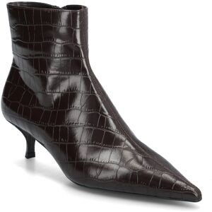 Mango Croc-Effect Pointed-Toe Ankle Boots 38 Brown 38 Mango Croc-Effect Pointed-Toe Ankle Boots 38 Brown 38