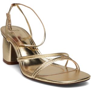 Mango Heeled Sandal With Crossed Straps 37 Gold 37 Mango Heeled Sandal With Crossed Straps 37 Gold 37