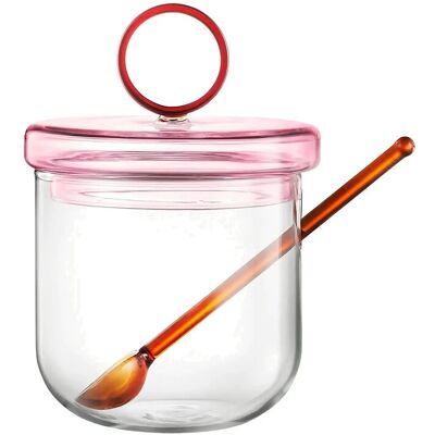 Muurla Loop Sukkerskål Med Låg Og Ske 14 Cm, Klar/Pink/Amber 0.3 L Pink 0.3 L Muurla Loop Sukkerskål Med Låg Og Ske 14 Cm, Klar/Pink/Amber 0.3 L Pink 0.3 L