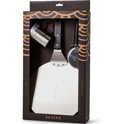 Satake Pizza Set, Stainless Steel, Black Handle H 50CM Silver H 50CM Satake Pizza Set, Stainless Steel, Black Handle H 50CM Silver H 50CM