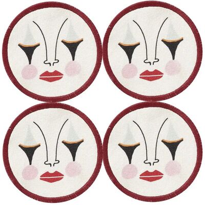 Anna + Nina Pierrot Coaster Set Of 4 Ø 10.5 CM Pink Ø 10.5 CM Anna + Nina Pierrot Coaster Set Of 4 Ø 10.5 CM Pink Ø 10.5 CM
