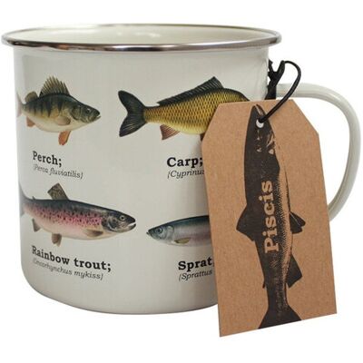 Gift Republic Multi Fish Emaljekrus - Med fiskemønster Gift Republic Multi Fish Emaljekrus - Med fiskemønster