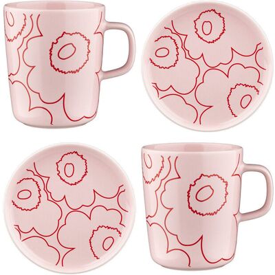 Marimekko Piirto Unikko Set 2 Mugs + 2 Plates ONE SIZE Pink ONE SIZE Marimekko Piirto Unikko Set 2 Mugs + 2 Plates ONE SIZE Pink ONE SIZE