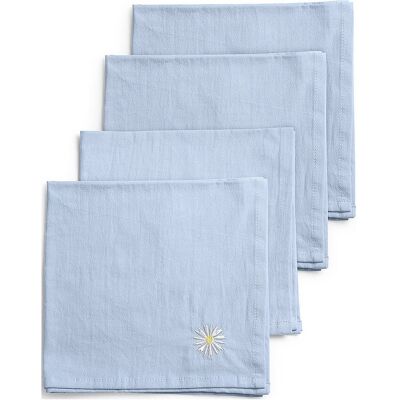 Midnatt Servietter 4-Pak Daisy 40X40CM Blue 40X40CM Midnatt Servietter 4-Pak Daisy 40X40CM Blue 40X40CM